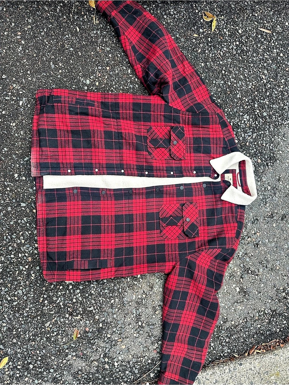 WindRiver Heritage Men’s Sherpa-Lined Plaid Shirt Jacket Shacket Red Black 2XL